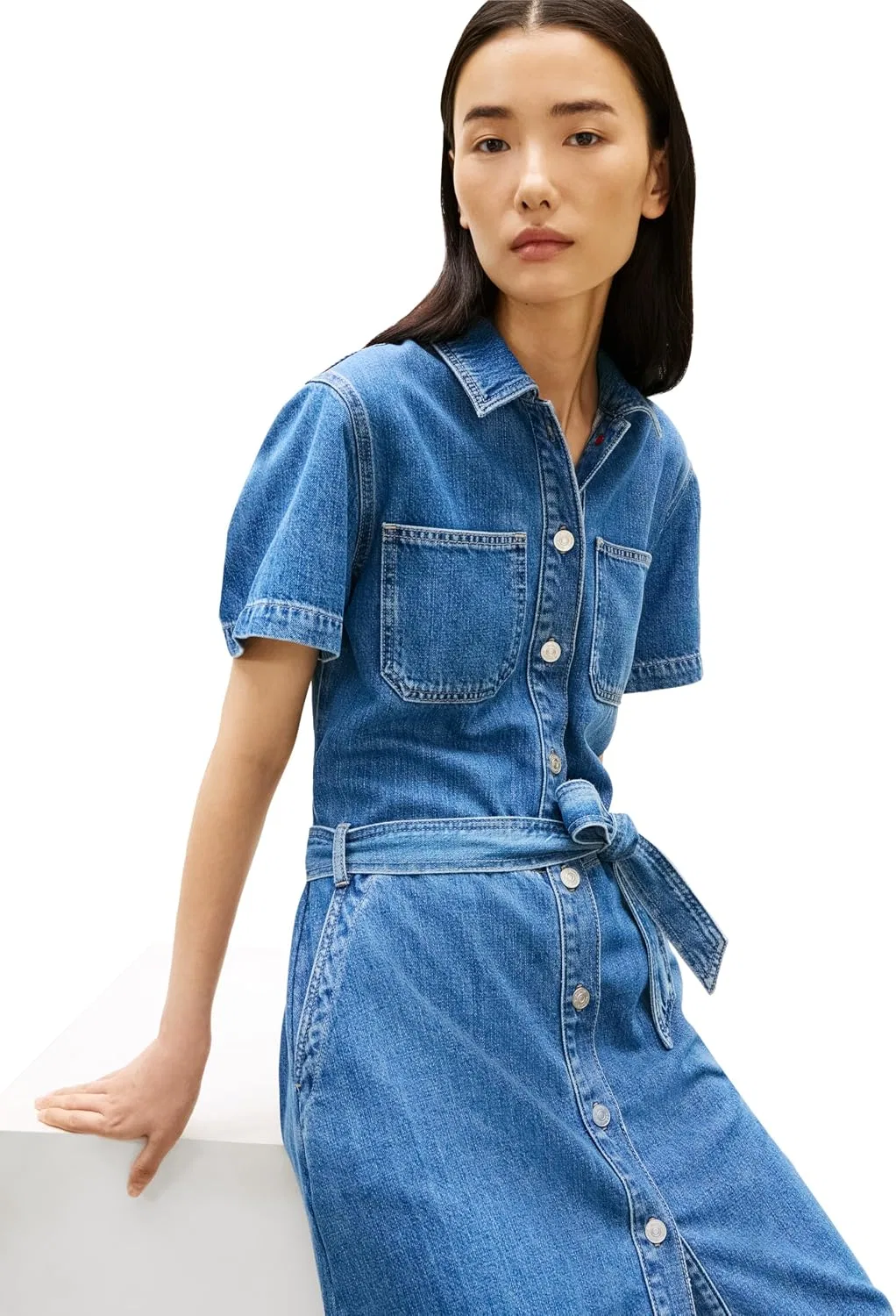 Женское джинсовое платье с коротким рукавом Tommy Hilfiger, Mid Blue — фото 3
