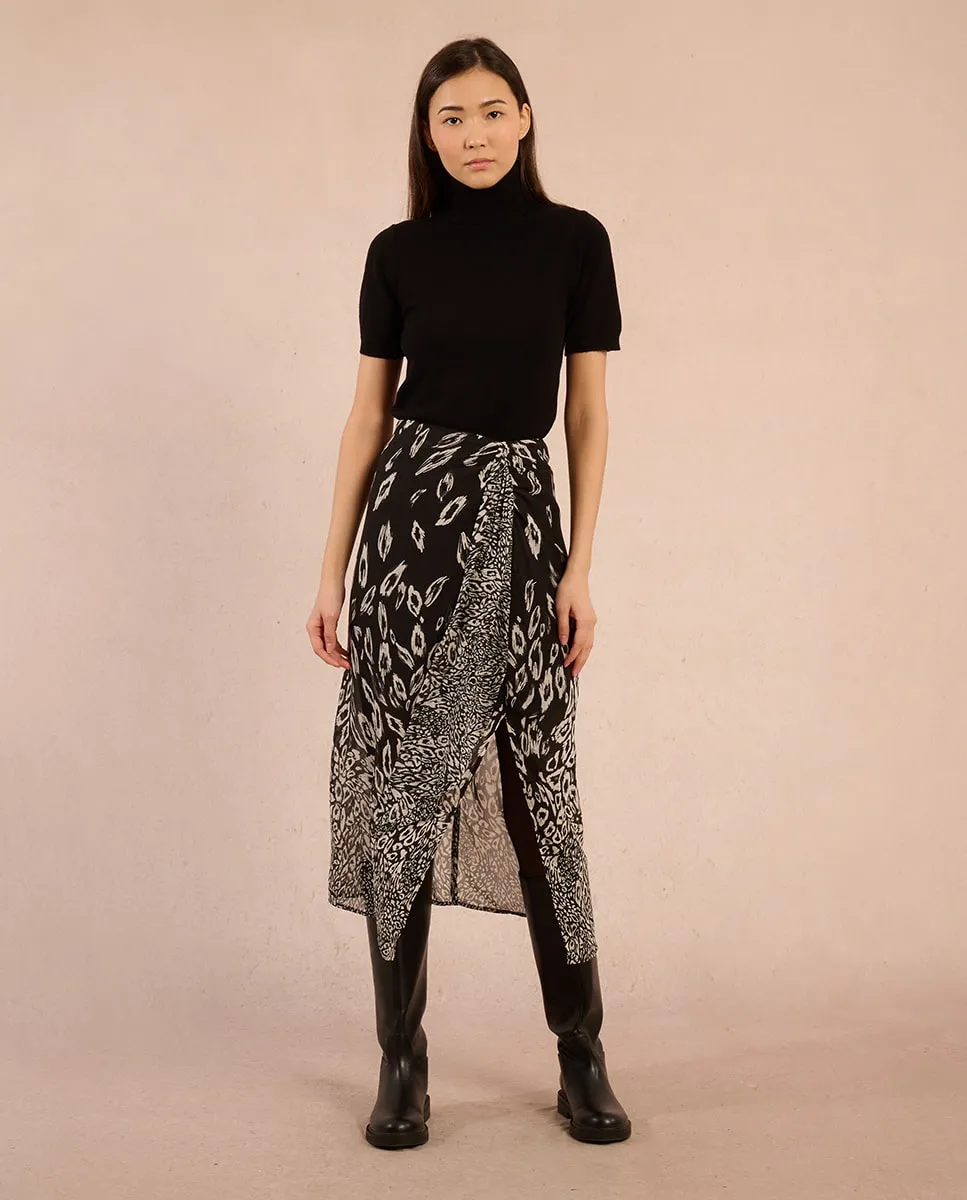 

Длинная юбка в стиле парео с принтом и завязкой Molly Bracken, черный