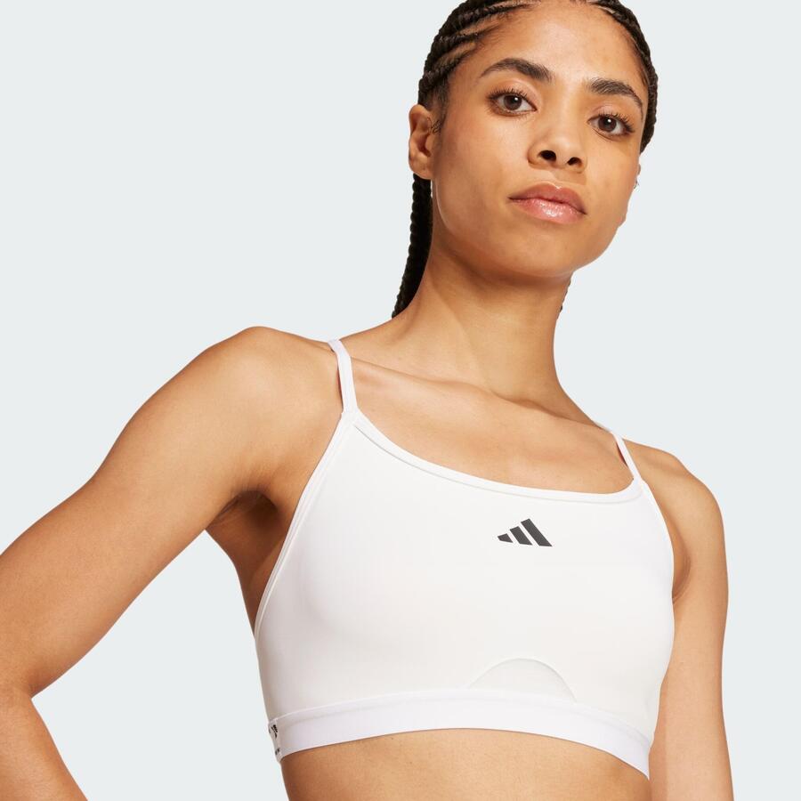 ADIDAS Спортивный бюстгальтер Aeroreact Training с тремя полосками — фото 4