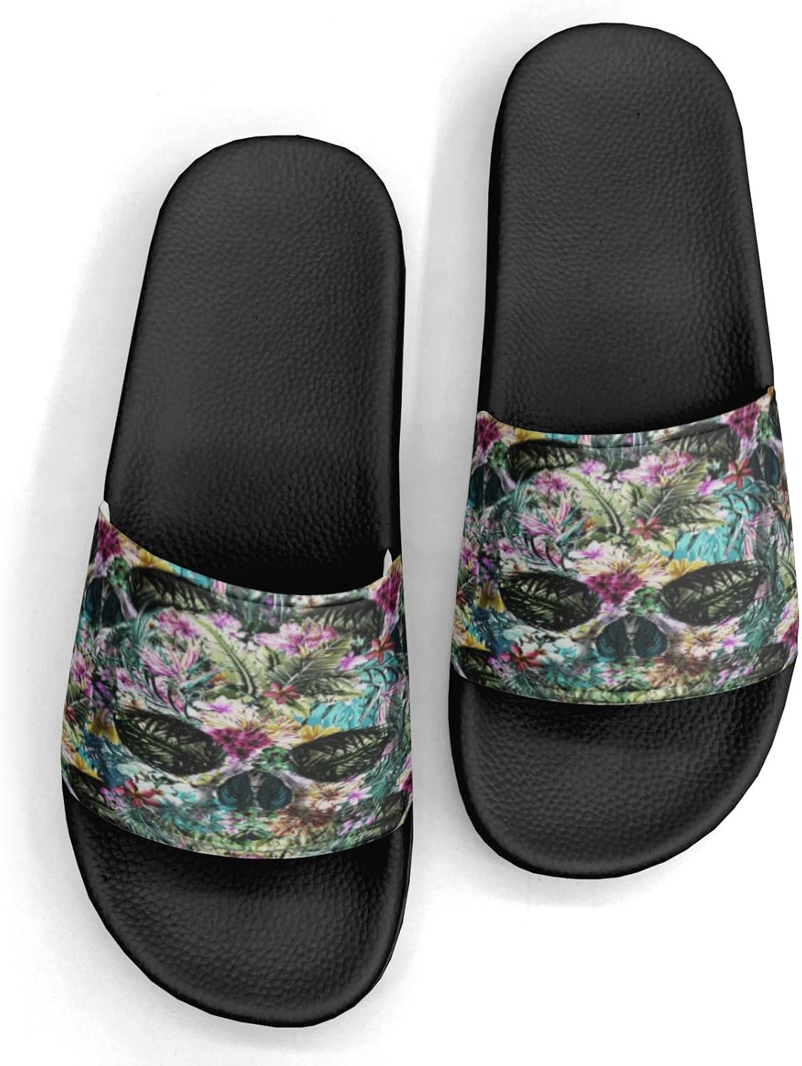 

Шлепанцы с рисунком черепа для женщин и мужчин, повседневные спортивные шлепанцы для бассейна, душа, дома и улицы Generic, Flower Skull Print Custom 5