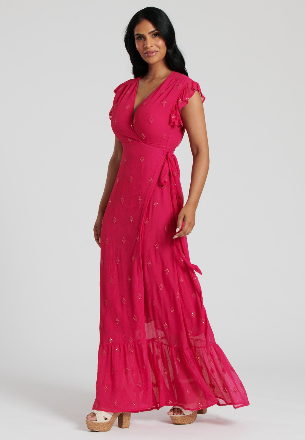 

Платье макси SUMMER SEQUIN DETAIL WRAP South Beach, розовый