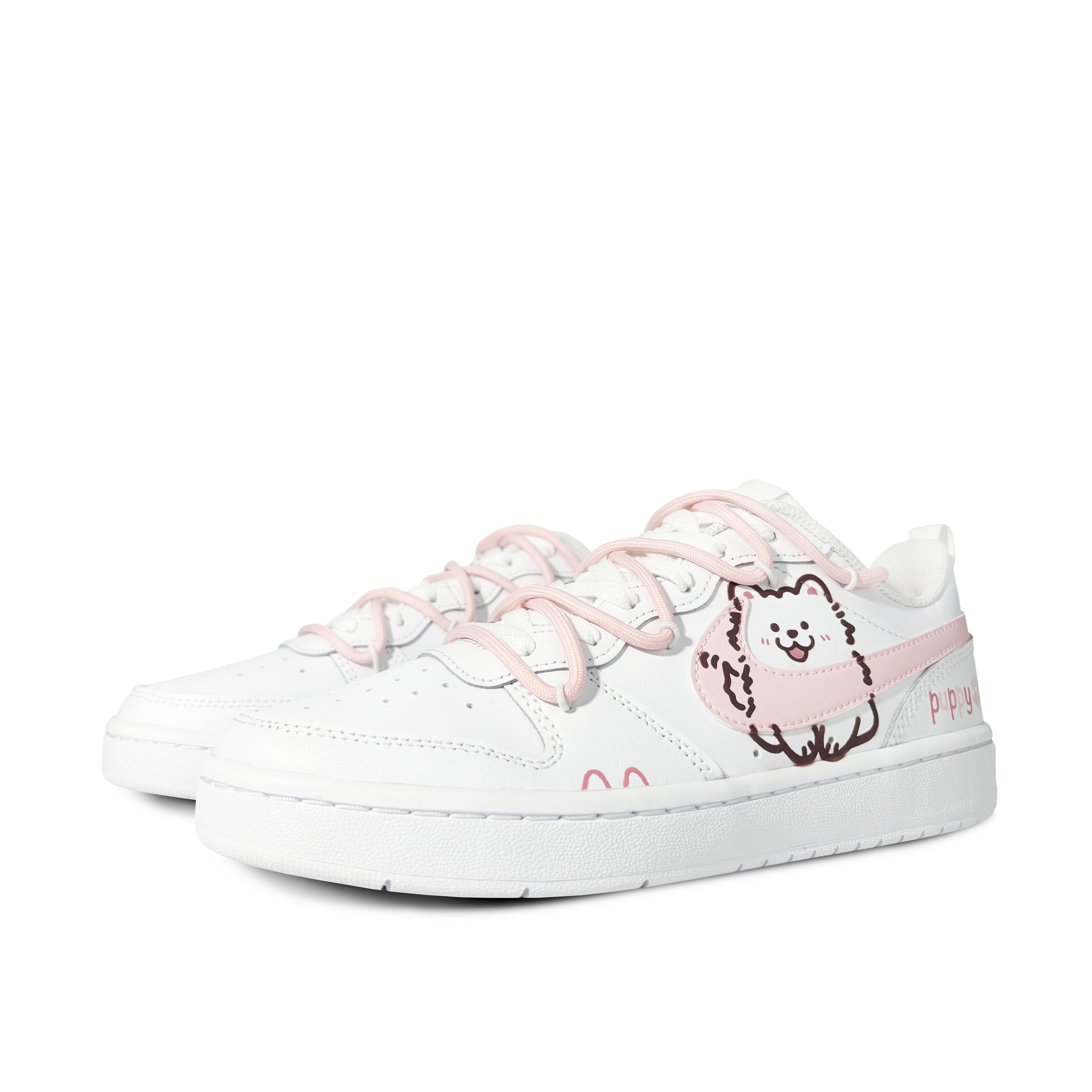 Nike Детские кроссовки для скейтбординга Court Borough Low 2 Low Top, розовые, белые, подростковые — фото 3