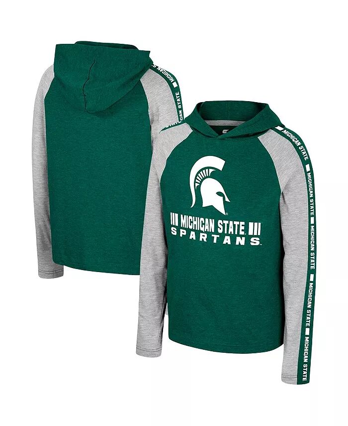 

Футболка с капюшоном и длинными рукавами Big Boys Green Michigan State Spartans Ned Raglan Colosseum