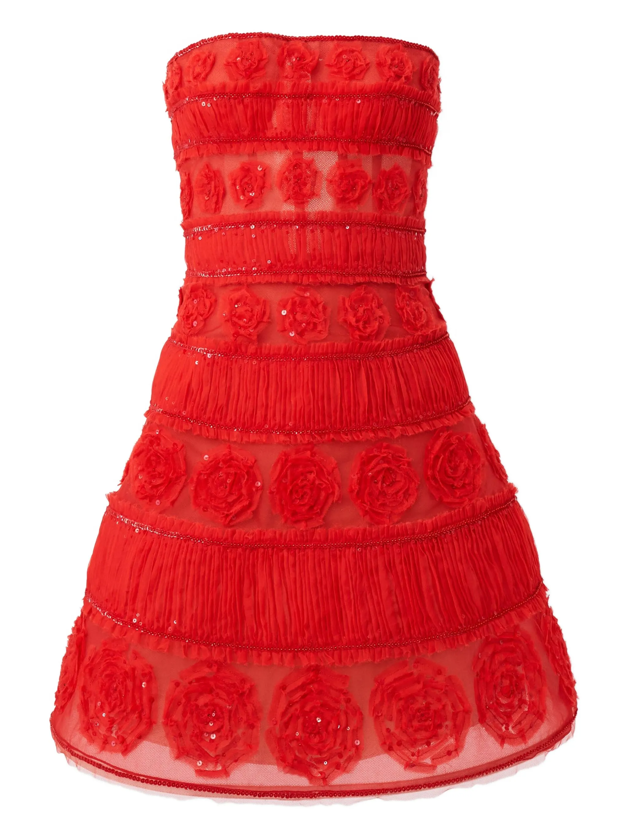 

Платье мини с вышивкой Carolina Herrera, красный