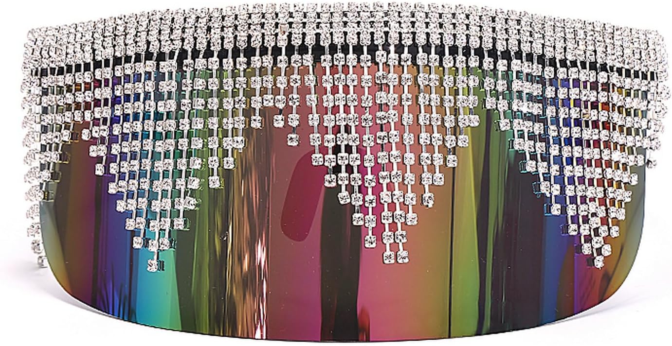 

Солнцезащитные очки с лавровым щитом и козырьком, украшенные стразами, большие солнцезащитные очки для мужчин и женщин, с бриллиантовой маской и защитой от УФ-излучения UV400 laureles, Multicoloured