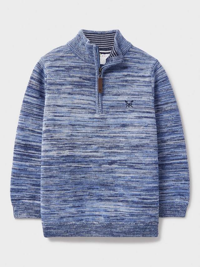 

Детский хлопковый полузастёгивающийся джемпер Crew Clothing, Mid Blue