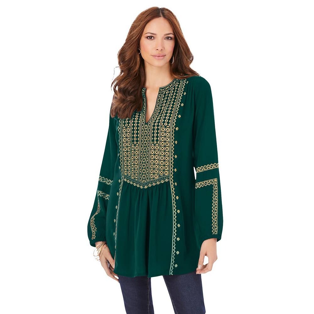 

Женская туника больших размеров Roaman в стиле бохо с вышивкой Roaman's, цвет Emerald Green