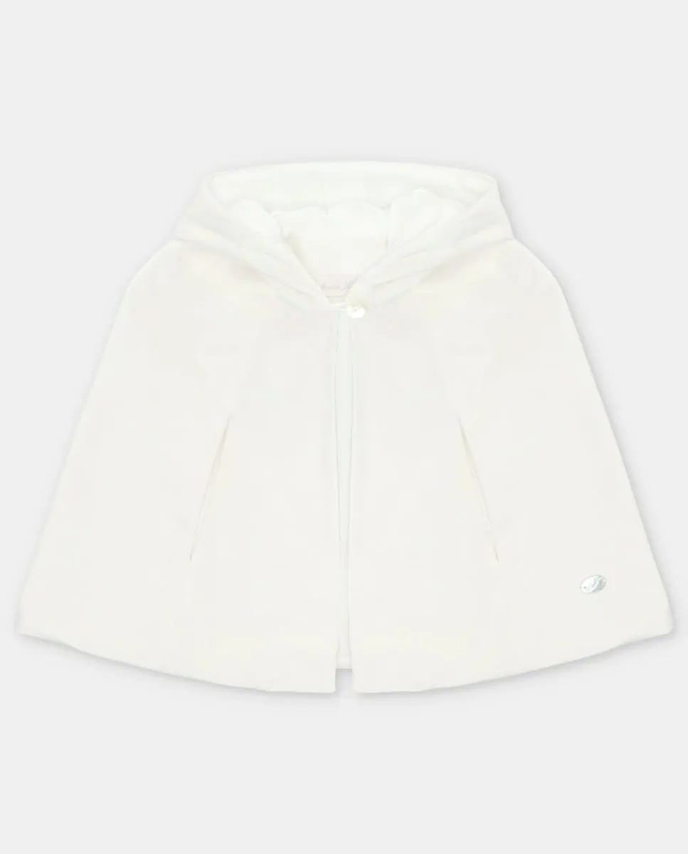 

Плюшевый детский плащ для девочки с капюшоном кремового цвета Martín Aranda