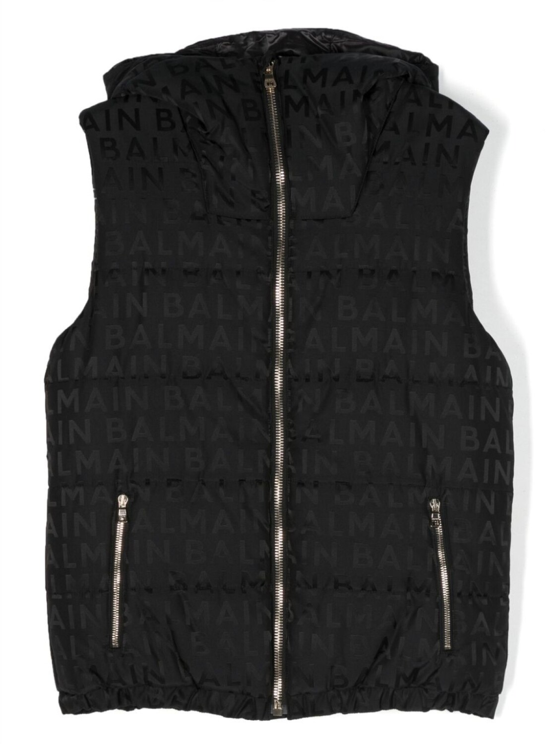 

Дутый жилет с логотипом Balmain Kids, черный