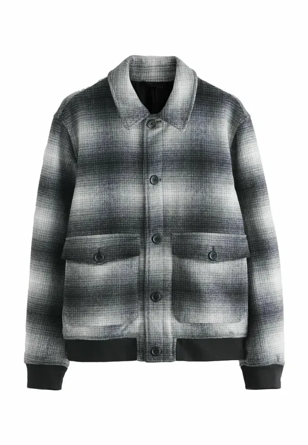 Куртка Regular fit soft touch check light jacket Next, черно-белая