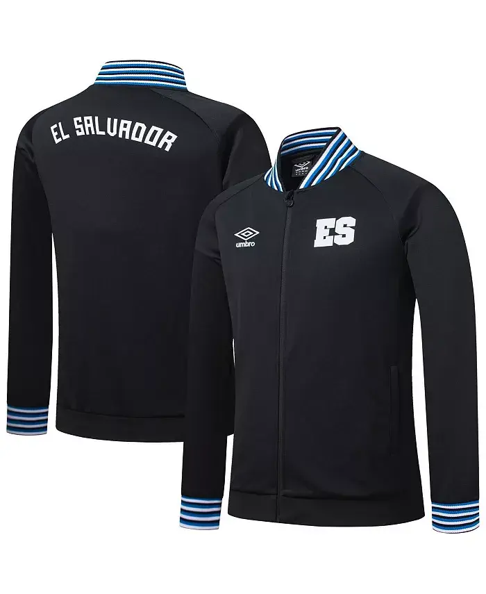 

Мужская черная толстовка с молнией и регланными рукавами El Salvador National Team Presentation Umbro