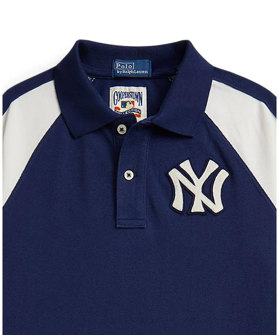 Платье-поло Yankees для девочек 7-16 лет Polo Ralph Lauren, темно-синий/белый — фото 3