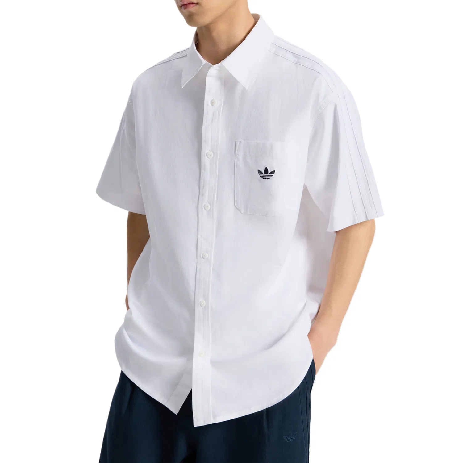 Рубашка мужская Bright White, отложной воротник, умеренная посадка Adidas Originals — фото 4