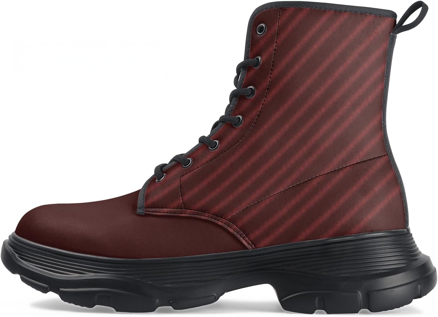 

Кожаные ботинки с текстурой, мужские ботинки в военном стиле из искусственной кожи, городская обувь с едва заметным полосатым узором Generic, бордовый