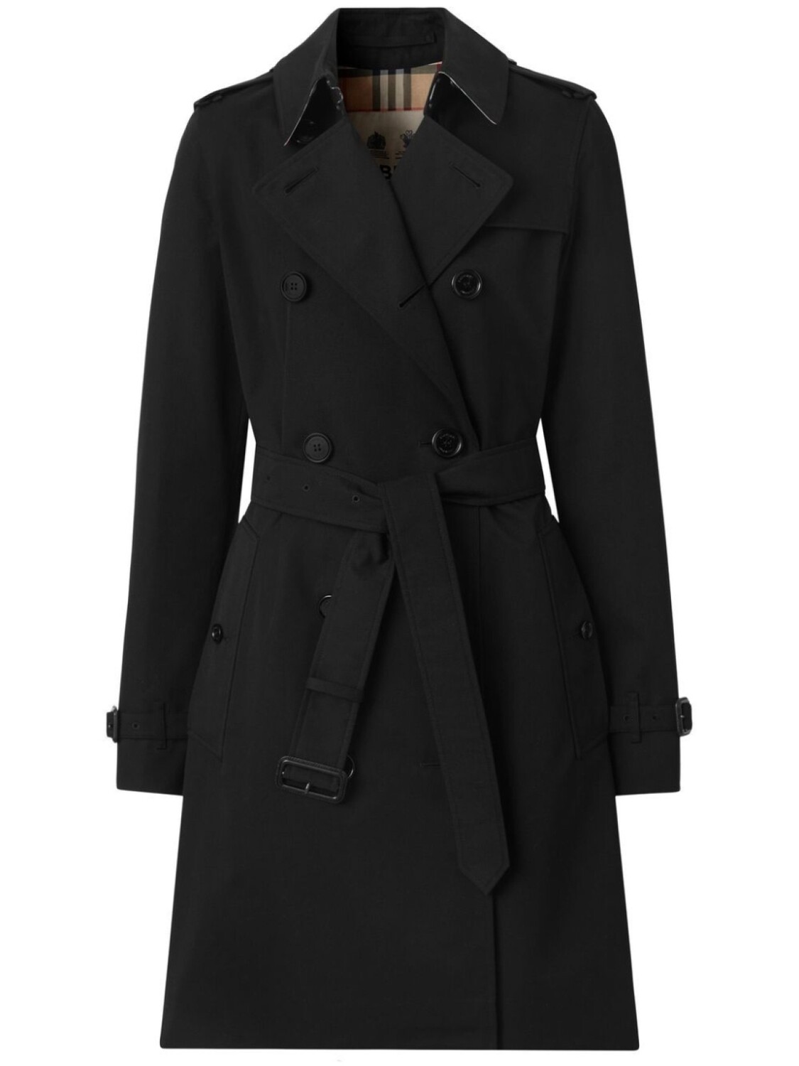 Тренч Burberry The Kensington Heritage миди, черный