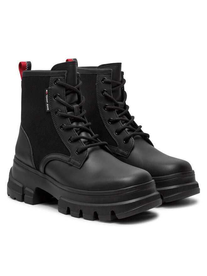 Сапоги Tommy Jeans Tjw Chunky Lace Up Boot Mix Mat, черный — фото 2
