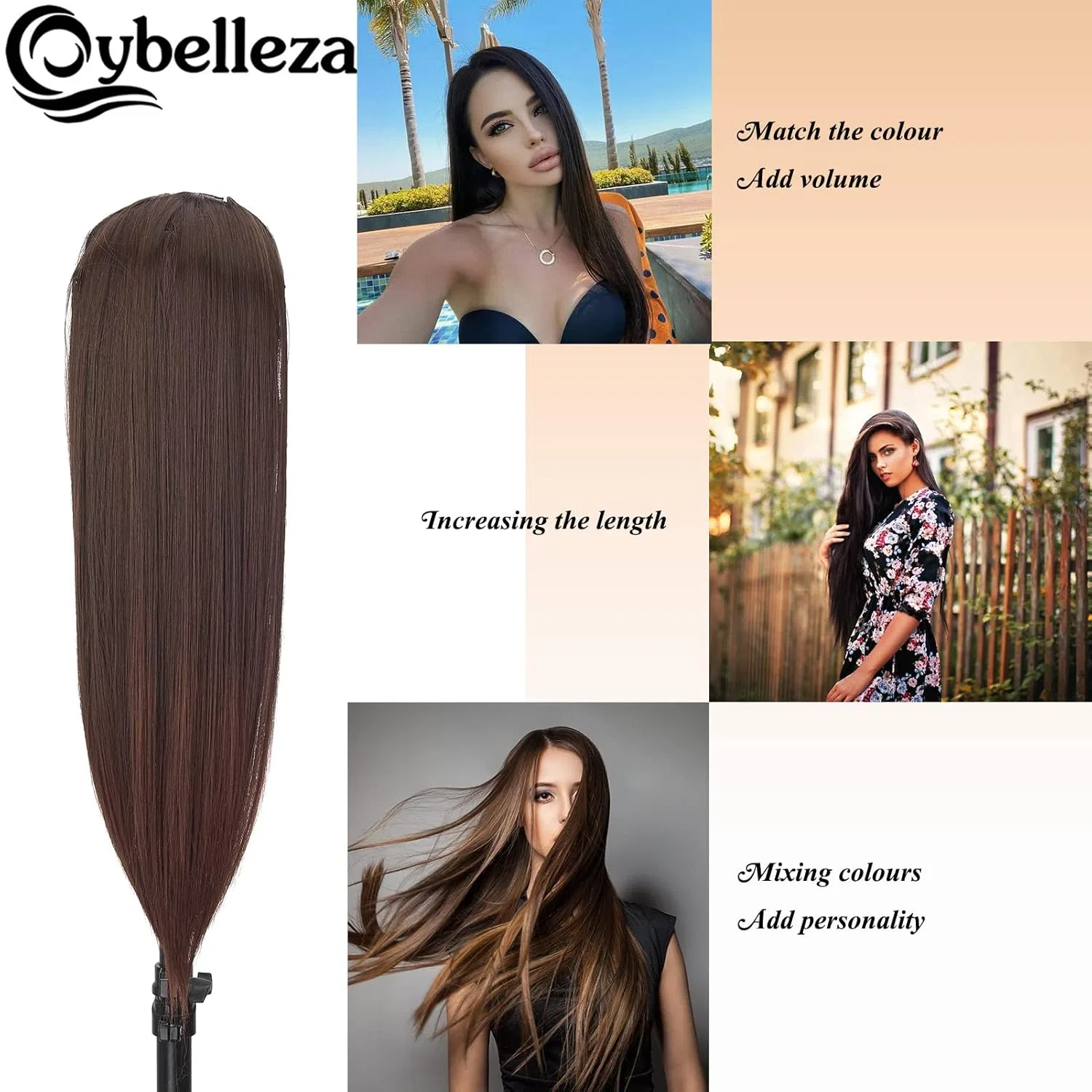 Накладные прямые волосы Cybelleza на заколках, 60 см, 8 шт. Cybelleza — фото 3
