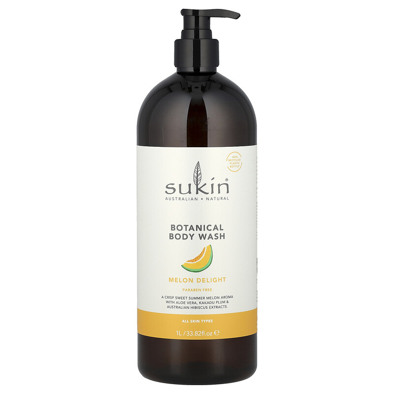 

Sukin, Гель для душа с растениями, для всех типов кожи, дыня, 1 л (33,82 жидк. Унции)