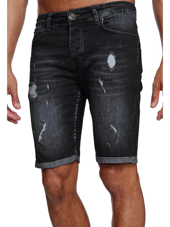

Джинсовые шорты, рваные, стираные, черного цвета RESLAD