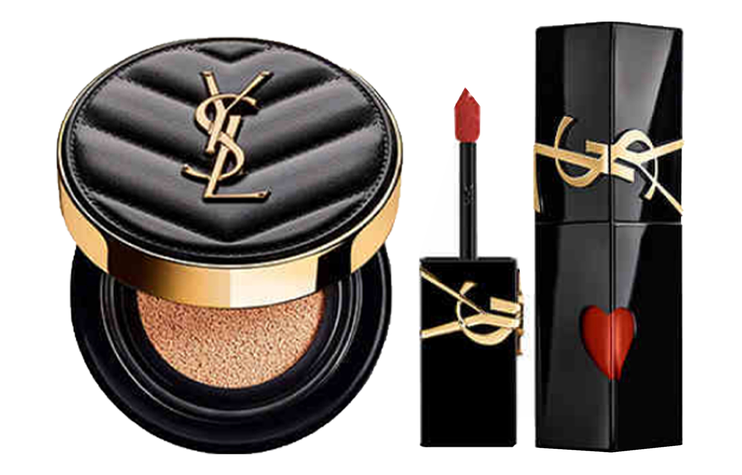 SAINT LAURENT Кожаный Air Cushion черный тюбик блеск для губ наборы макияжа натуральный тон лица осветление тона кожи 14g+5.5ml — фото 4