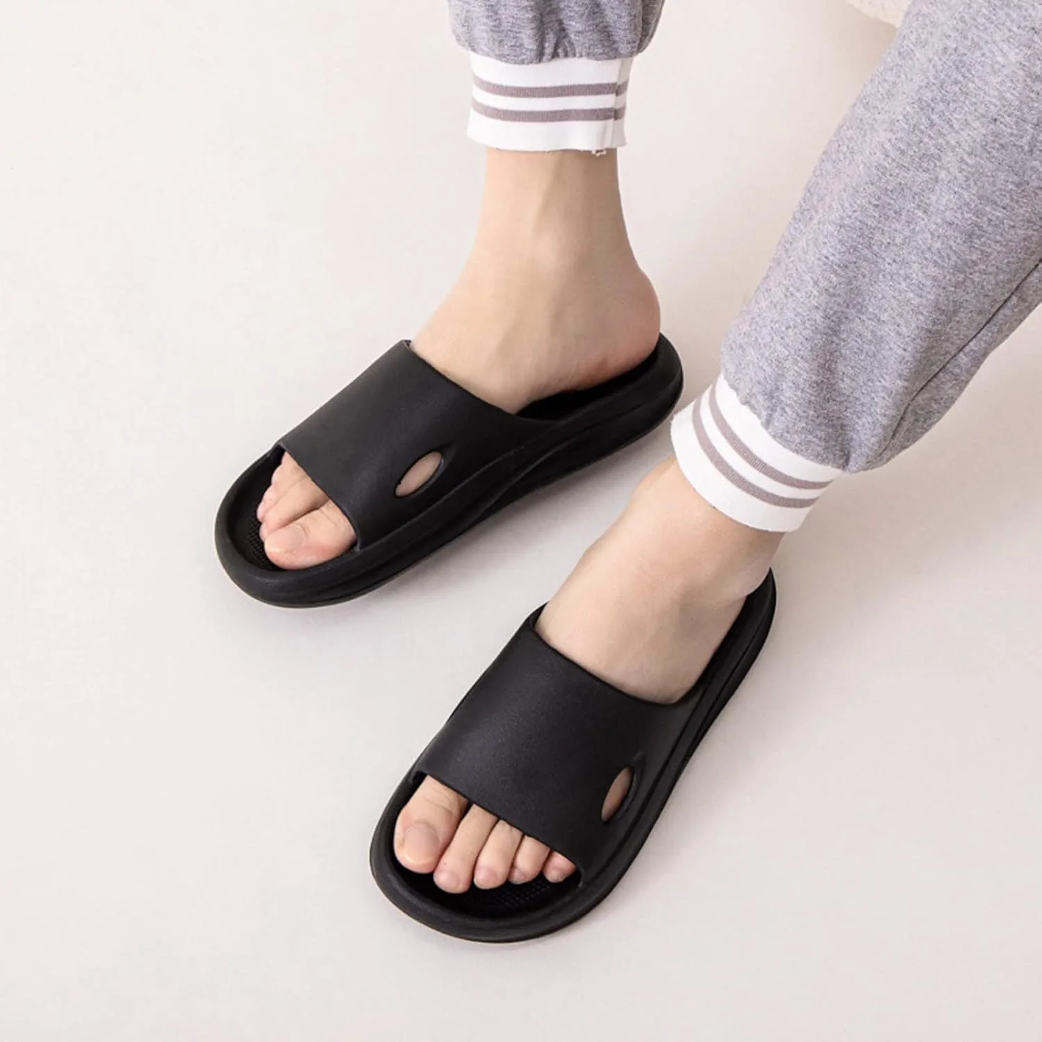 Мужские туфли Generic Thick Mens Shoes - Мужские тапочки, Комфортные, Открытые, Повседневные, Обувь, Мягкая подошва, Легкие, Тапочки, Минималистичные Generique, черный — фото 2