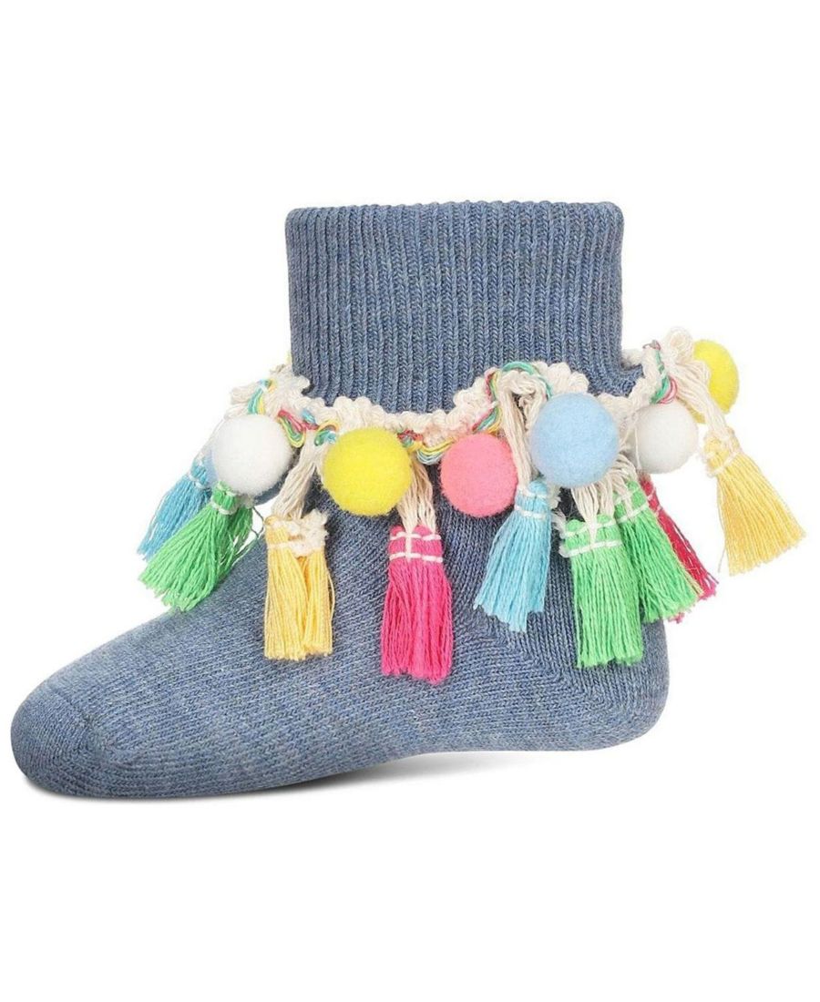 

Детские носки до щиколотки Pom-Pom-Palooza MeMoi, Denim
