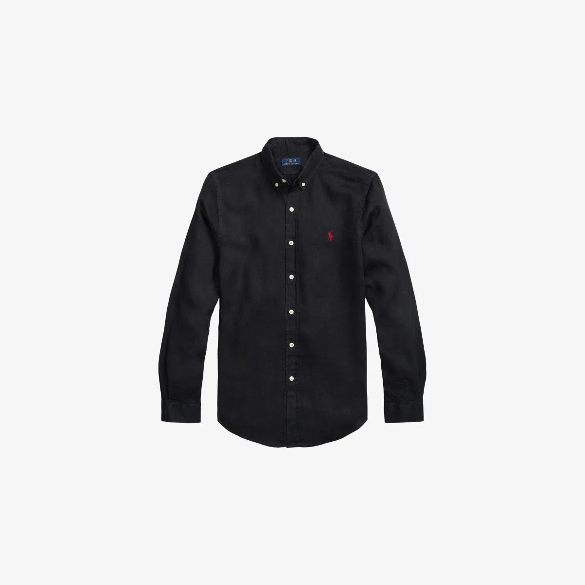 Льняная рубашка с вышитым логотипом Polo Ralph Lauren, черный