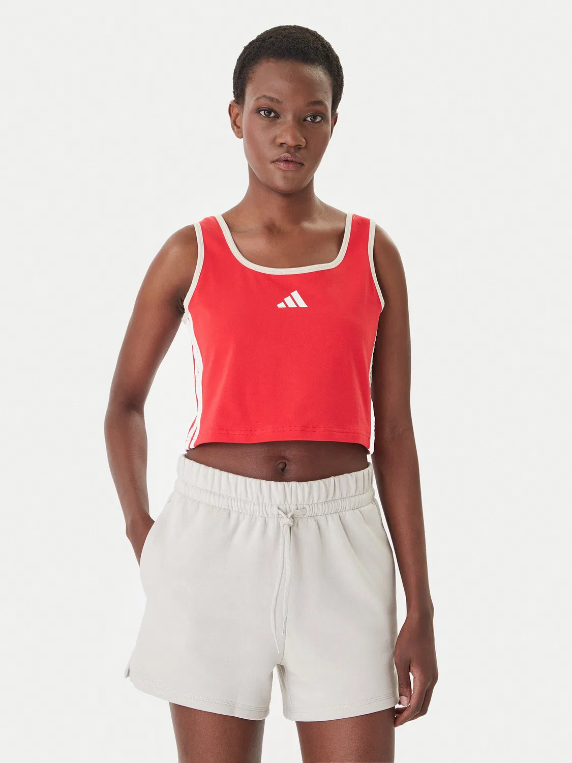 Женский топ облегающего кроя Stadium Adidas, красный