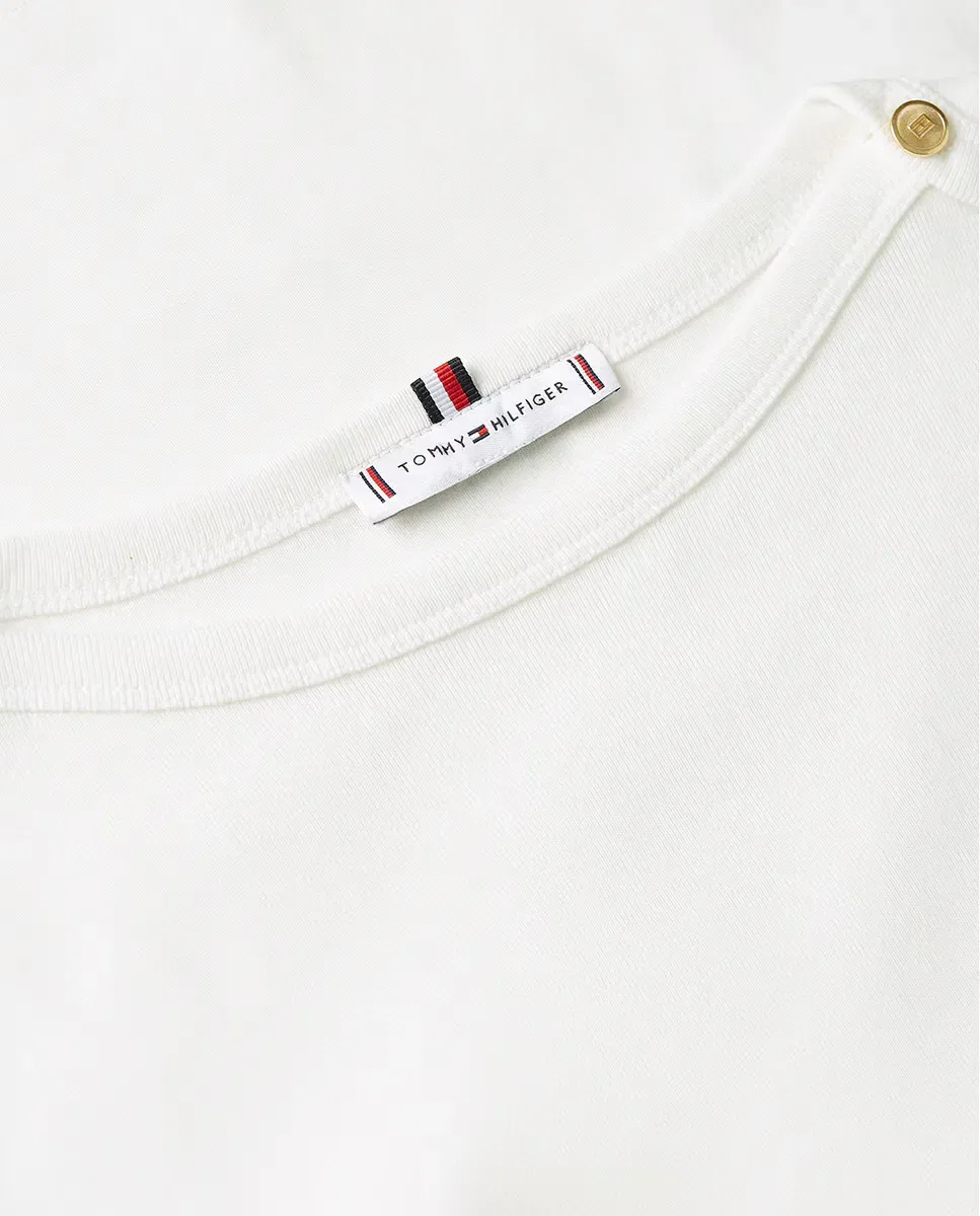 Женская облегающая футболка с золотыми пуговицами Tommy Hilfiger, Белый — фото 3