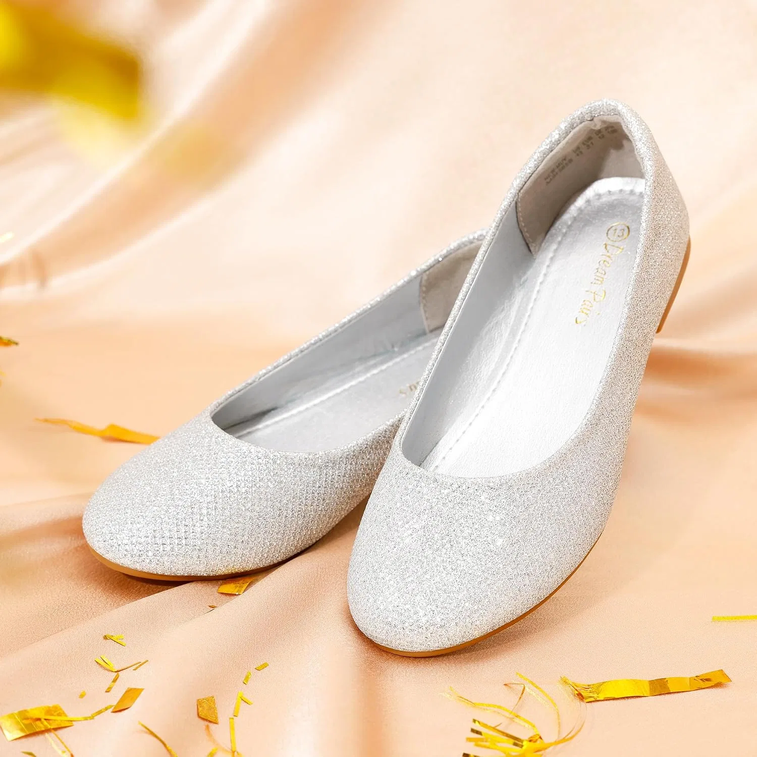 Детские балетки для девочек DREAM PAIRS, Silver/Glitter — фото 2