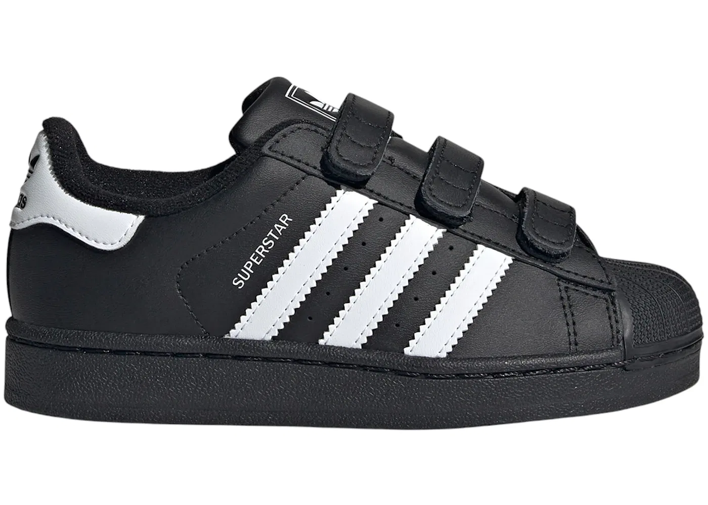 Детские кроссовки для мальчиков с закрытием на липучке Adidas Superstar II Comfort Closure, Core Black/Cloud White/Core Black