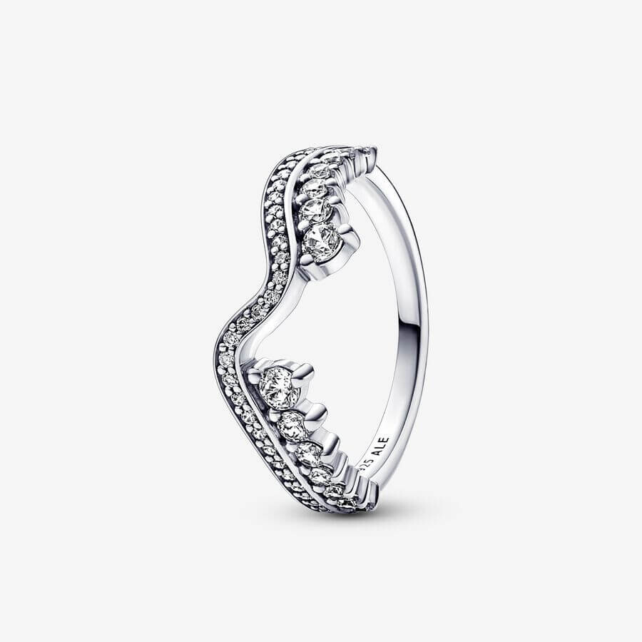 

Кольцо Pandora Timeless Sparkling Asymmetric Wave, серебро