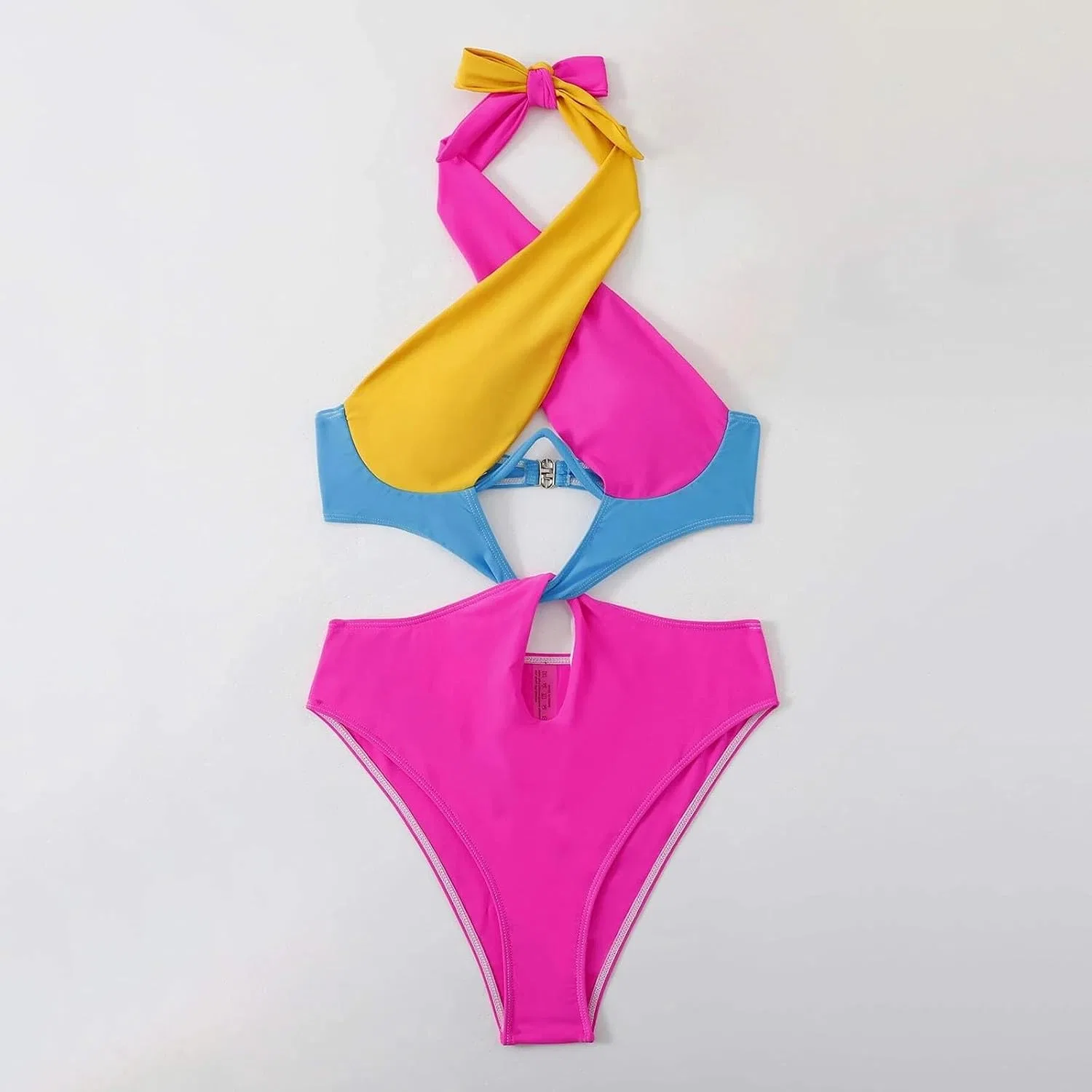 Женский цельный купальник с утяжкой живота с вырезами, Hot Pink — фото 2