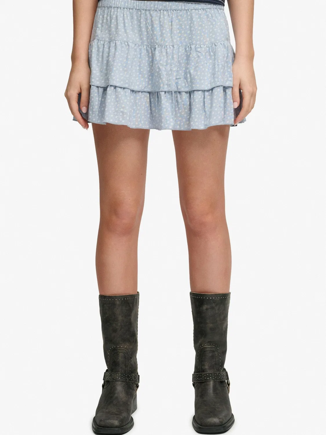 Юбка мини ярусная Superdry Light Blue
