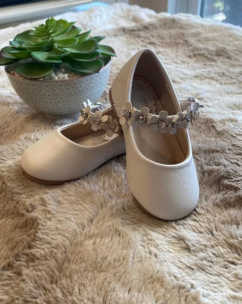 Детские туфли Мэри Джейн на ремешке для девочек iGirlDress, Ivory — фото 2