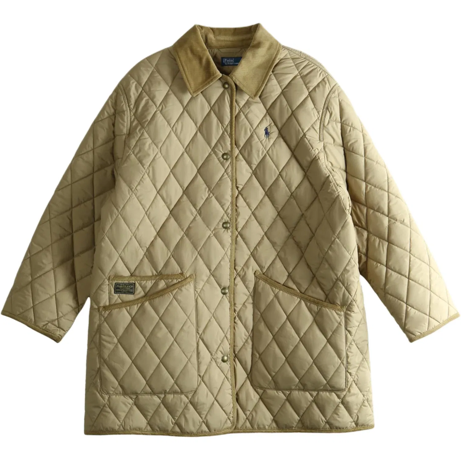 Женское стеганое пальто с накладными карманами Polo Ralph Lauren, Khaki