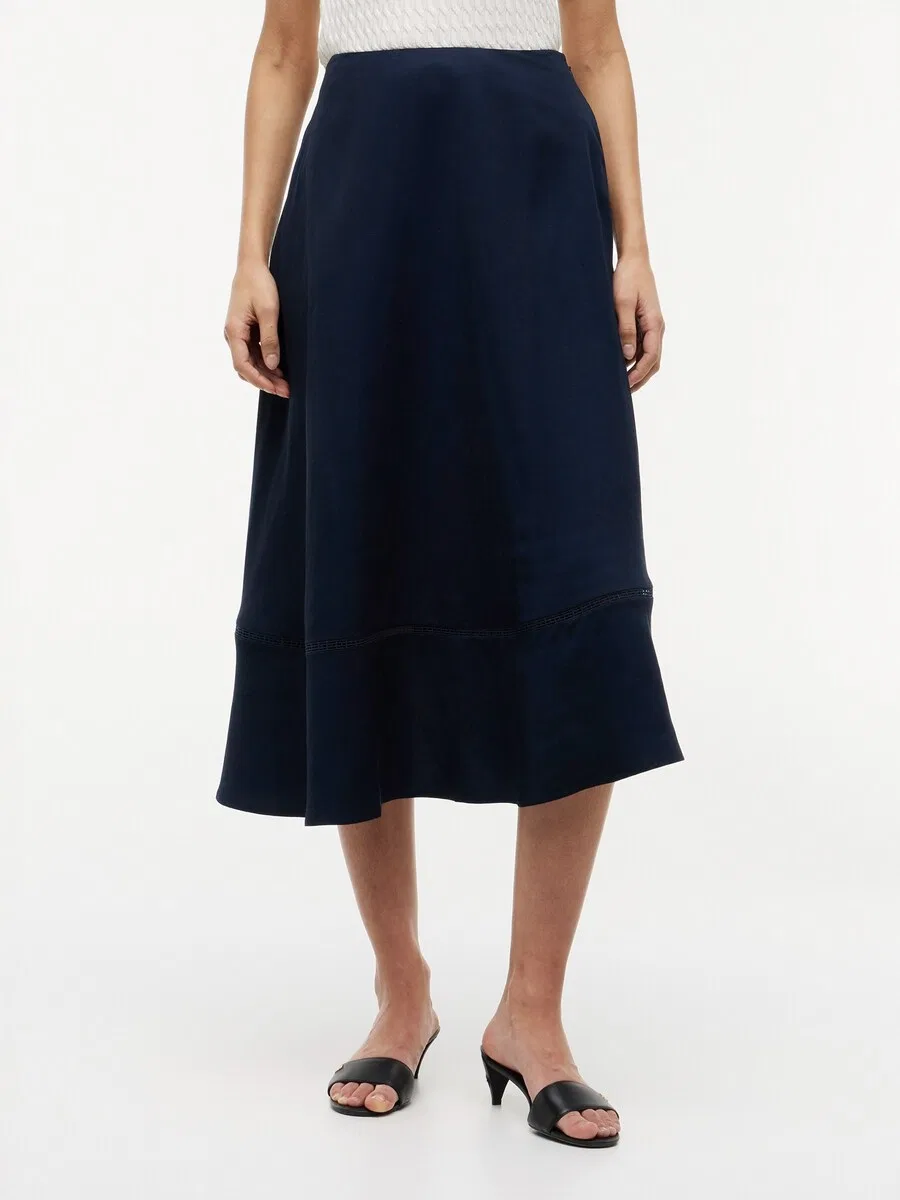 Юбка TOMMY HILFIGER 'Logo Flare Midi With' темно-синего цвета — фото 2