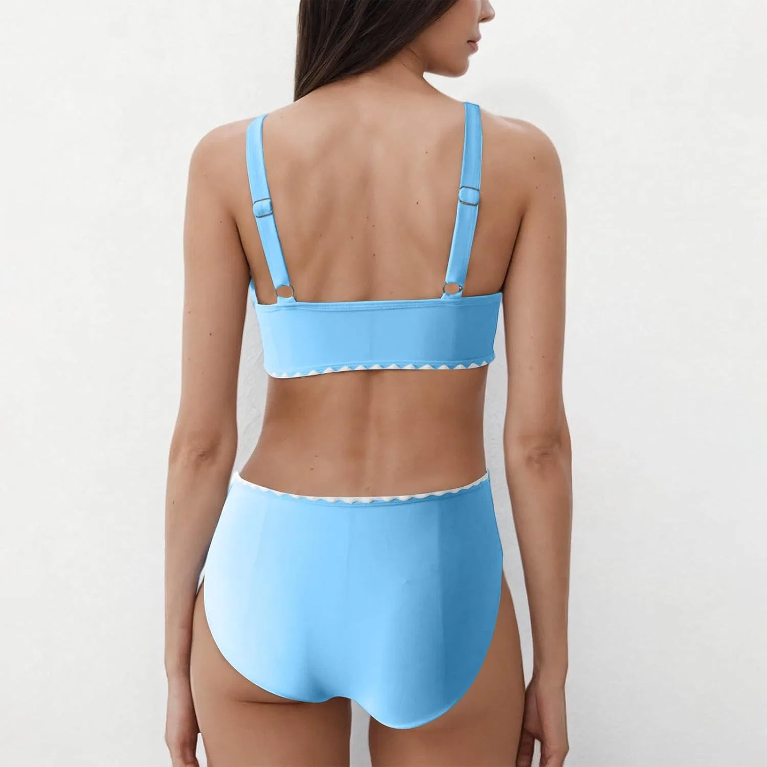Женский бикини-сет V-образным вырезом и высокой талией Light Blue — фото 2