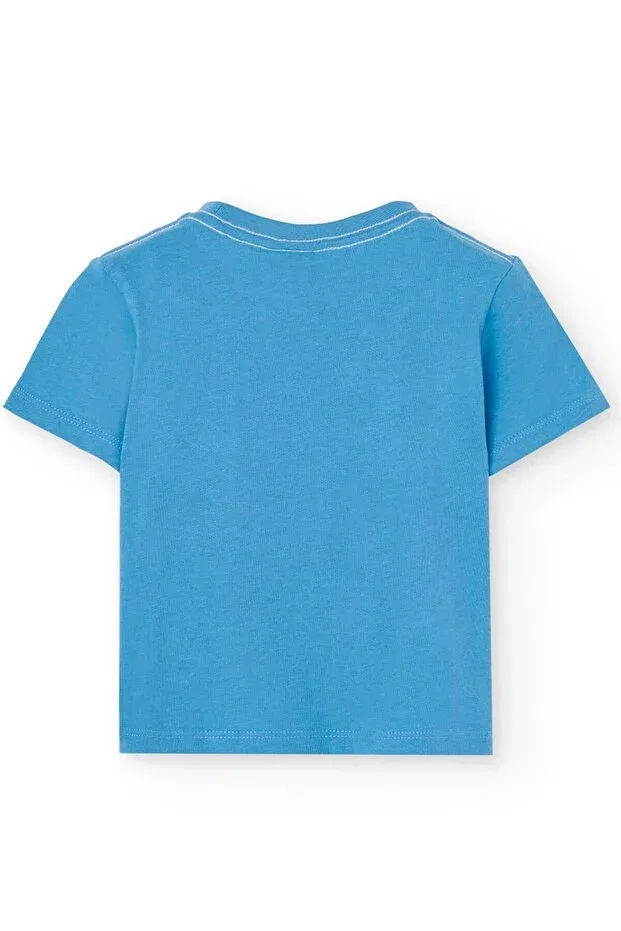 Детская футболка для мальчиков с принтом Wave Printed Boboli, Blue — фото 3
