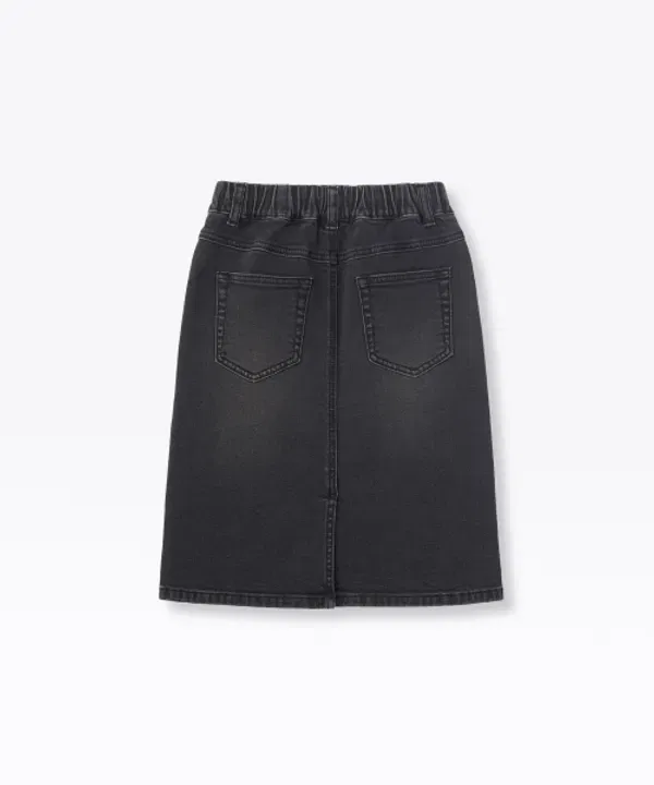 Юбка джинсовая миди на резинке, Musinsa Standard Kids, washed black — фото 3