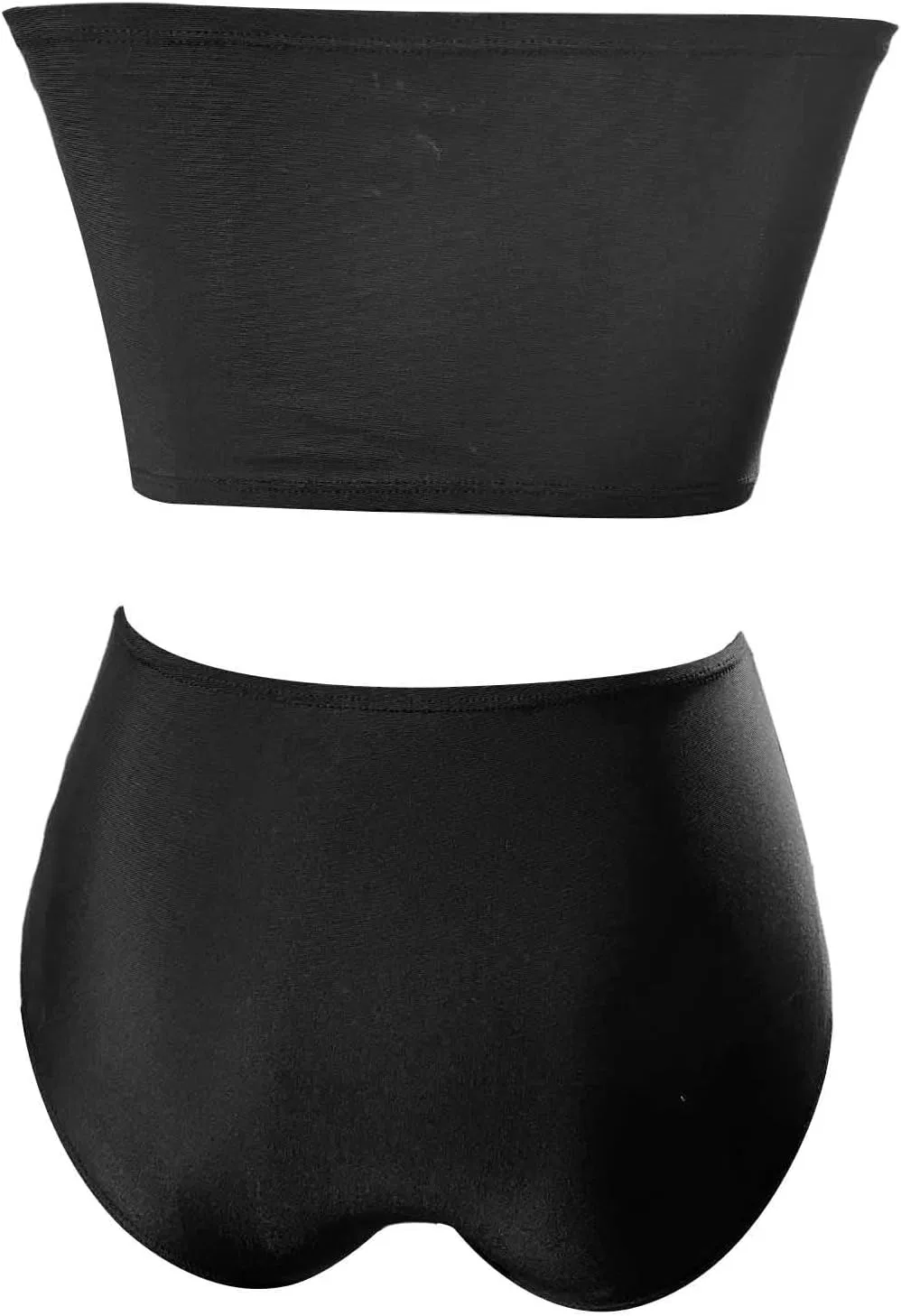 Женский бандо бикини-сет с завышенной талией Removable Strappy, Black — фото 3