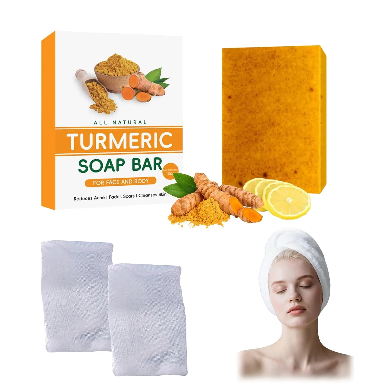 Мыло Turmeric Kojic Acid Soap, 2 шт, 2 пенки, Generisch