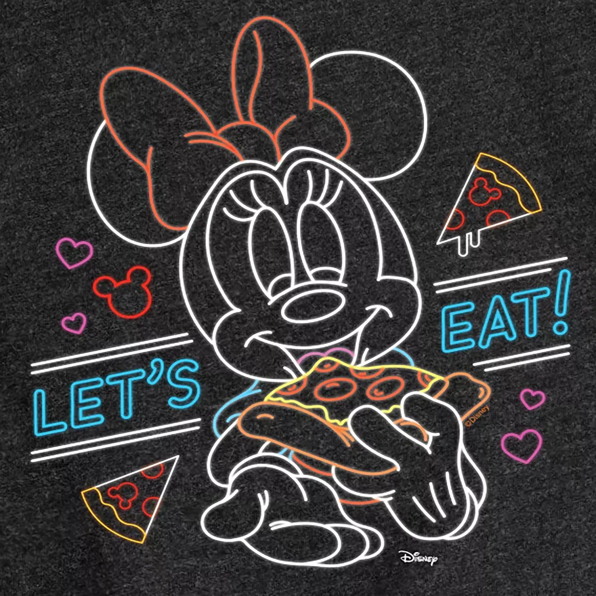 Детское футболка с принтом Minnie Mouse Let's Eat Pizza Disney, Heather Black — фото 2