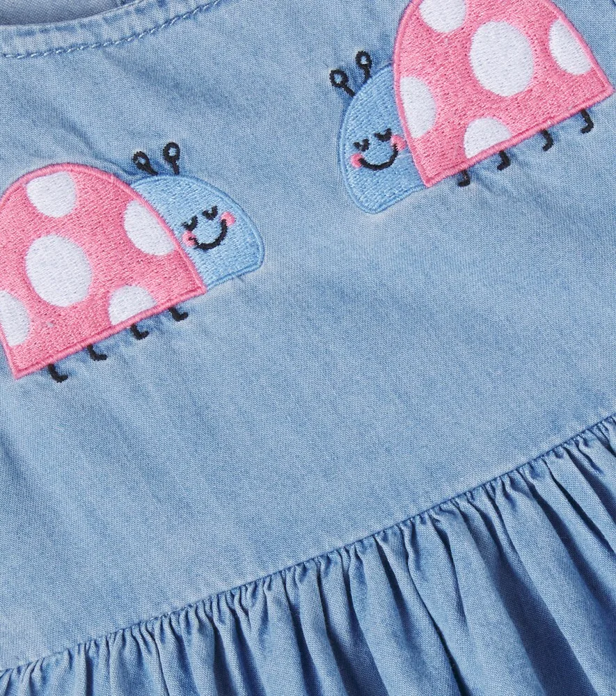 Хлопковое платье-шамбре Baby Bug Stella McCartney Kids, синий — фото 3