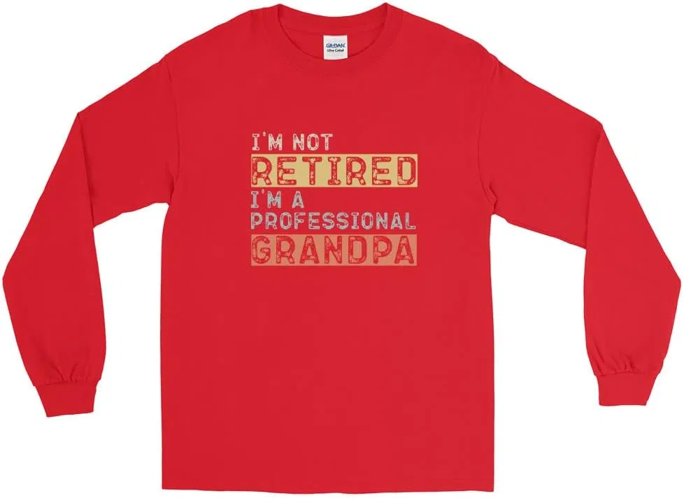 Мужская футболка с длинным рукавом с принтом Not Retired Professional Grandpa, Red