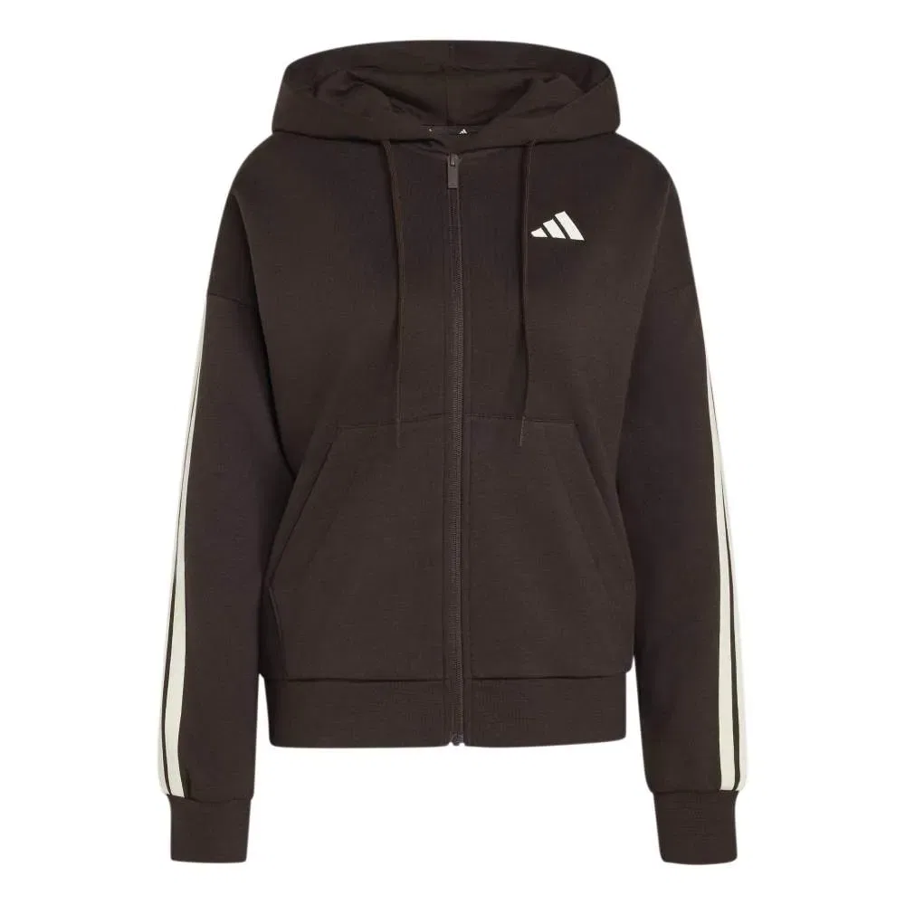 Худи на молнии Adidas Essentials 3 Stripes Fleece, коричневый — фото 3