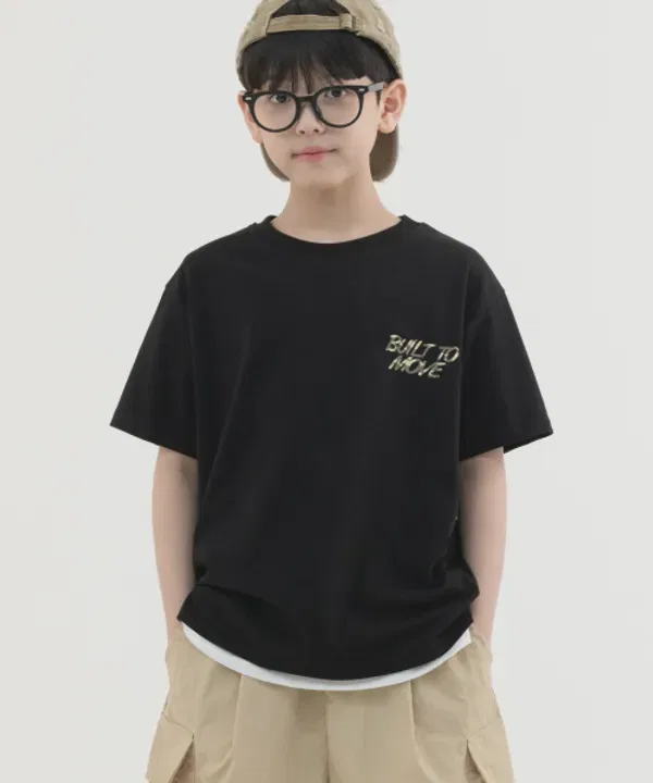 Футболка с камуфляжным принтом, Cool Cotton, Pianer Kids, черный — фото 2