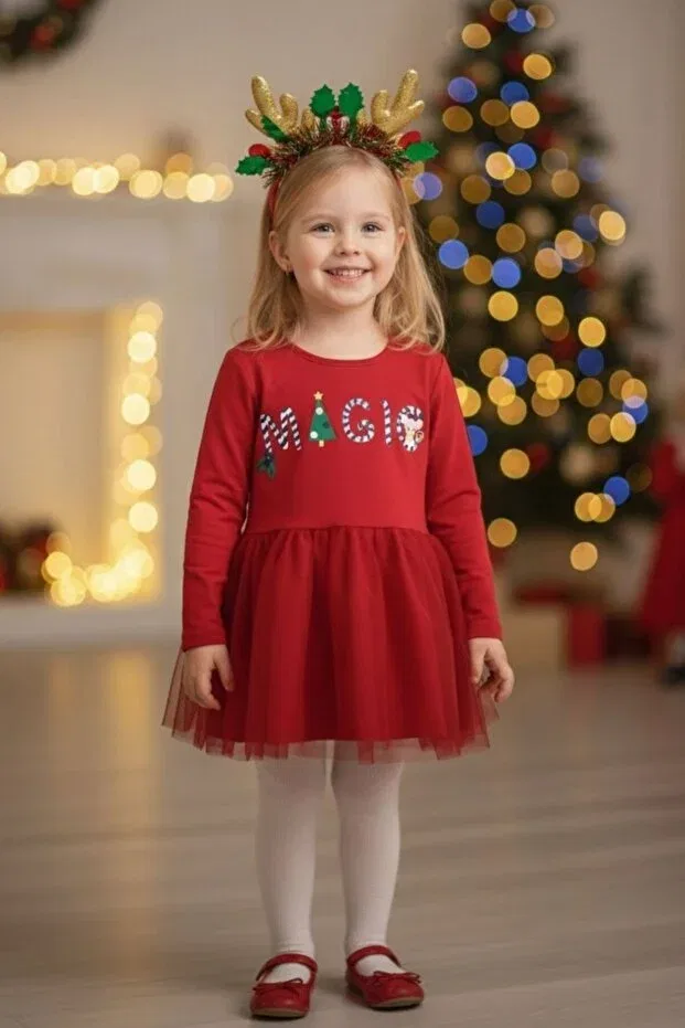 Детское платье для девочек с длинным рукавом Claire Le Mabelle, Red