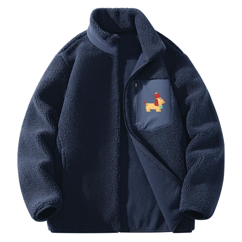 Детское пальто на флисе с принтом MINISO, Navy Blue