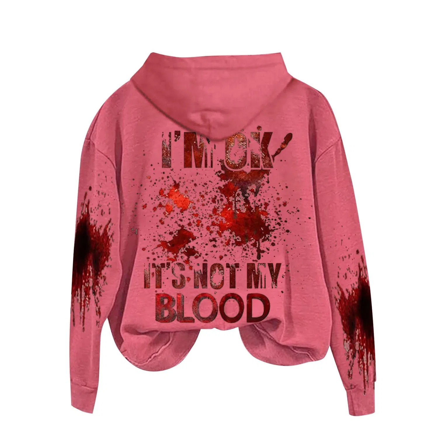 Женский худи с принтом I'M Ok Its Not My Blood, Hot Pink — фото 3